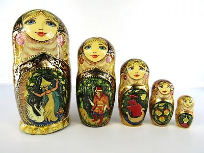 Matryoshka Nesting Doll 7  5 Pc. Swan Princess Fairytale Hand Made Russian 1028 • $83.30