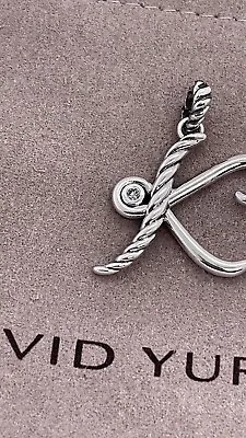 DAVID YURMAN Script Initial K Charm Enhancer Pendant 925 Silver White Diamond • $200