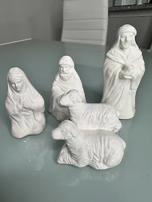 Vintage Midwest 7 Piece Figurines White Ceramic Nativity Scene. Christmas • $16