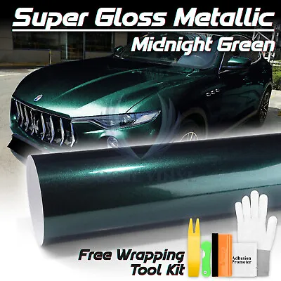 Premium Super Gloss Metallic Midnight Green Vinyl Car Wrap Sticker Decal Sheet • $44