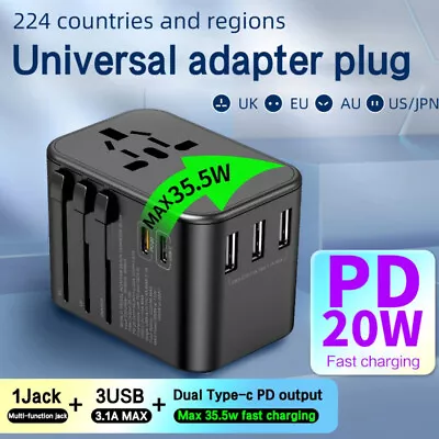 $28.59 • Buy Smart Universal International Travel Adapter USB3.0 & 5.6A High Speed Charger