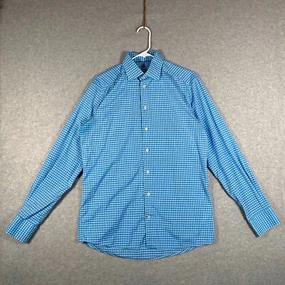 ETON Contemporary Dress Shirt Adult Medium Blue Check Long Sleeve Button Up Mens • $14.76