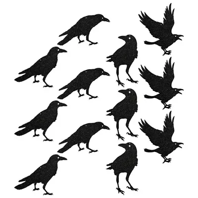 32 Black Crow DIY Halloween Hanging Tags Gothic Tree Decoration • £12.19