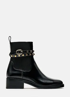 Zara Studded Strap Ankle Boots • $45