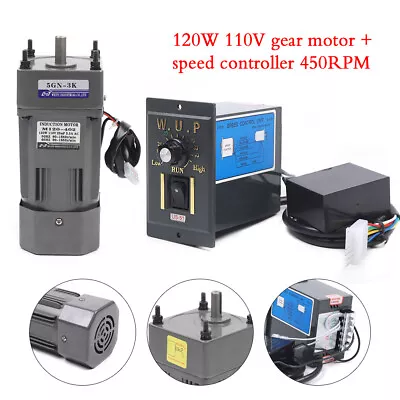 Electric Gear Motor W/Variable Speed Reducer Controller 1:3 450RPM Reversible • $99.75