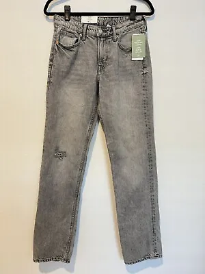 H & M Denim Gray Acid Wash Straight Regular Fit Mid Waist Jeans Size 4 • $13.99