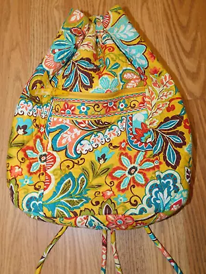 VERA BRADLEY Drawstring Backpack Bag Tote Provencal Yellow Blue Floral • $14.99