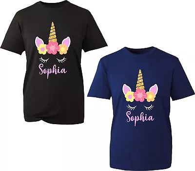 Personalised Cute Unicorn T-Shirt Your Custom Name Unicorn Birthday Unisex Top • £11.99