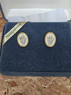 Vintage Handpainted Irish Earrings By Barlow.  • $12