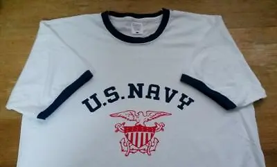 WW2 US Navy T-shirt Rare Vintage Style Ringer 1940s Military Army USA American  • £20