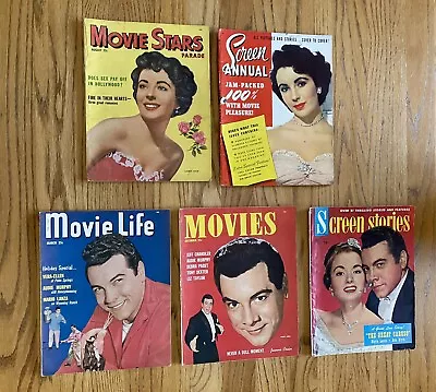 Lot Of 5 Vintage 1950's Hollywood Gossip Magazines Movie Stars Screen Annual • $15