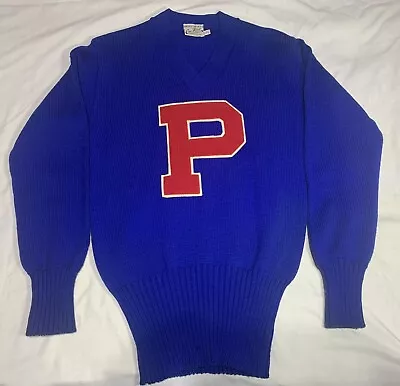 Vtg  Sweater Varsity Letterman Knit Sweater  V-Neck • $20