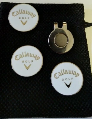 £5.79 • Buy Three White Callaway 25mm Diameter Ball Markers Free Magnetic Hat Clip - S251