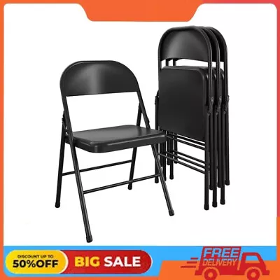 Mainstays Steel Folding Chair (4 Pack) Black FREE SHIPPING • $47.84