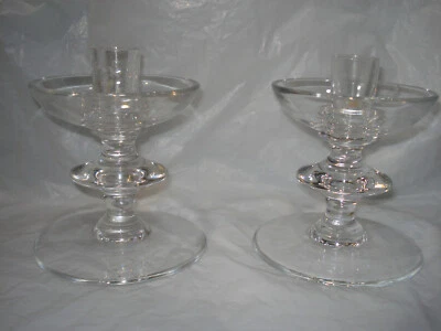 $49.99 • Buy Val St Lambert SET OF 2 Crystal Candlestick Holders Signed Taper Candle Round