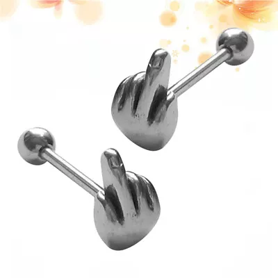  2 Pcs Tongue Body Piercing Jewelry Logo De Plat Langue Perforation • £7.48