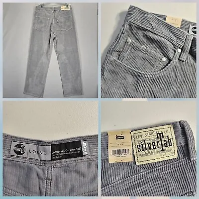  Levi’s Silver Tab Loose Fit Corduroy Jeans Mens Size 34x32 Gray 90s Skater NEW • $54.95