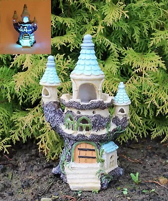 £12.95 • Buy Garden Ornament Solar Powered Light Decorative Secret Fairy  Castle Tree House 