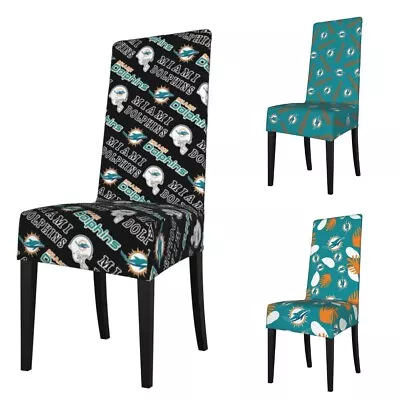 Miami Dolphins Elastic Detachable Dining Chair Cover With Printing Decorative • $17.09