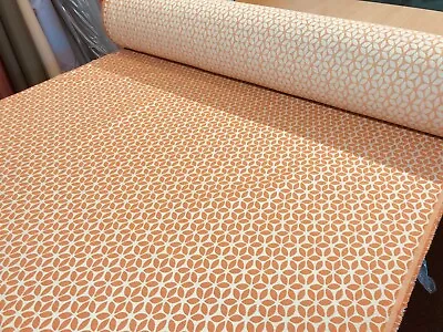 Quality Belgian Weave Orange Geometric Petal Upholstery Curtain Fabric Material • £0.99