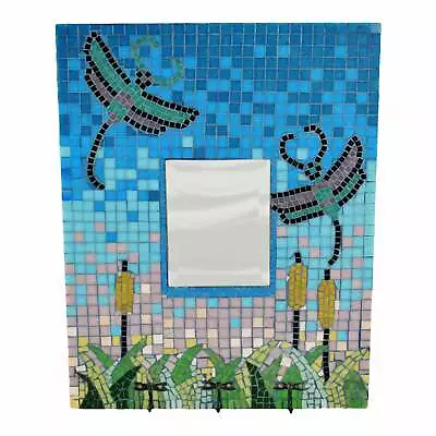 Vintage Mosaic Tile Dragonfly Wall Mirror Coat Rack Hat Rack  • $495