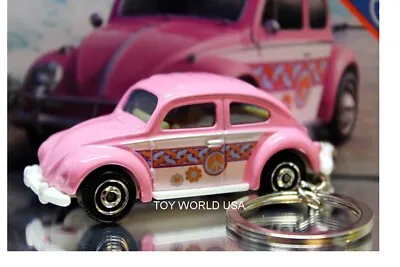 Custom Key Chain Classic '60s VW Volkswagen Beetle Pink • $9.99