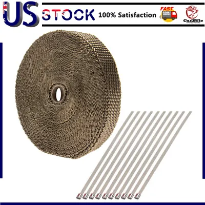 Titanium Exhaust Header Heat Wrap Tape 1 X50' Roll Stainless Steel Tie 2500° US • $14.65