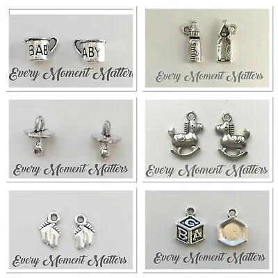 30 X Tibetan Silver BABY SHOWER CHARMS MIXED DESIGNS MIX No.1 Charms Pendants • £2.89