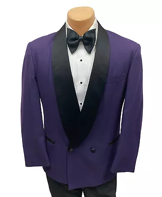 Men's Raffinati Purple Double Breasted Tuxedo Jacket With Black Satin Lapels 40S • $76.49