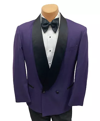 Mens Raffinati Purple Double Breasted Tuxedo Jacket With Black Satin Lapels 44R • $89.99