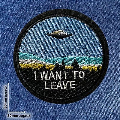 1pc Leave UFO Alien Astronaut Cosmonaut Embroidered Patch Iron Rocket #2413 • $4.99