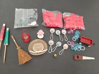 Lot Miniatures Dollhouse Items Crafts Art Projects Cowboy Hatlantern Sawwagon • $4.99