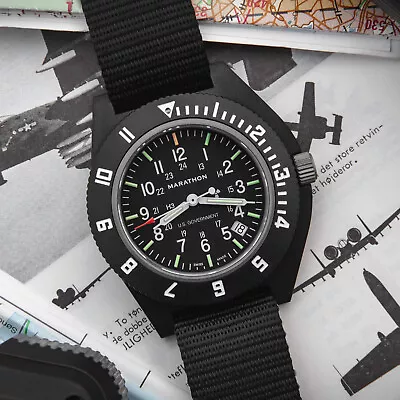 MILITARY WATCH AVIATION MARATHON NAVIGATOR DATE 2nd Timezone NEWEST SAPPHIRE • $379.82