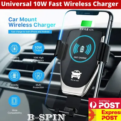 $15.99 • Buy Qi Wireless Fast Charger Car Holder Mount For IPhone 13 12 11 Pro Max X S21 S20