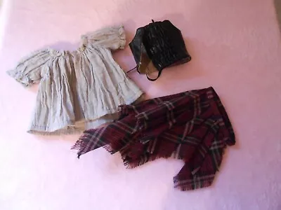 VOLKS MSD 1/4 BJD Clothes- Peasant Top Pleather Lace Up Corset & Plaid Wrap • $28