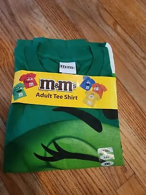 New Adult  M&M's M&M Face Chocolate Candy Costume T-Shirt Tee 2XL Green Wink • $20.99