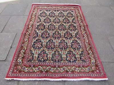 Fine Vintage Hand Made Traditional Oriental Wool Blue Red Rug 197x138cm • £625