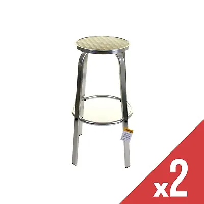 £49.99 • Buy Bar Stool Bistro Furniture Set Of 2 High Chair Lightweight Chome Aluminium Seat