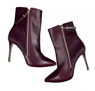 Michael Kors Heeled Boots  Women's Size 9  Wine Cow Hair Leather • $79.44