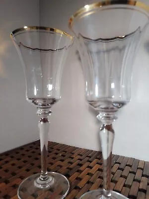 Mikasa Jamestown Crystal Wine/Water Glasses 9” Gold Rim (Set Of 2) • $33.99