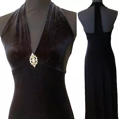 Vintage Cache Womens Velvet Halter Maxi Dress SZ 4 • $59.99