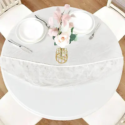 $14.70 • Buy Round Waterproof Table Cover Elastic Tablecloth Vinyl Fitted Table Cover Elastic