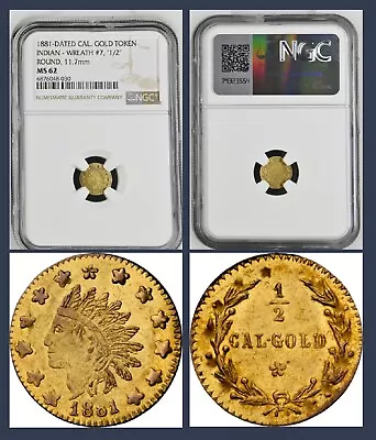 Mule 1881 1/2 CALIFORNIA GOLD / NGC MS62 POP 8 Rarity 7 • $675