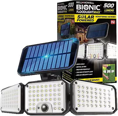 Bell And Howell Bionic Floodlight Max Solar LED Light Motion Activated Lights 60 • $25.64
