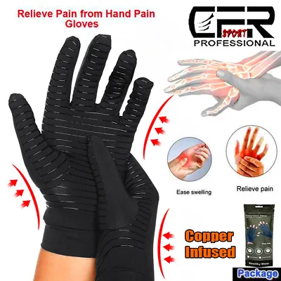 Copper Compression Arthritis Gloves Hand Carpal Tunnel Computer Typing Women Men • $8.45