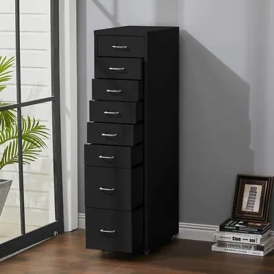 5/6/8/10 Drawer Office Filing Cabinet Metal Black Chest Storage Unit On Wheels • £49.95