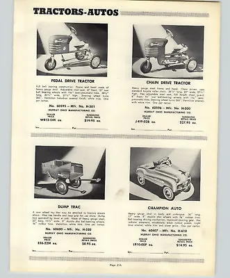 1952 PAPER AD Murray Ohio Trac Farm Tractor Comet Pedal Car Station Wagon • $12.99