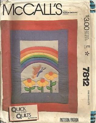 MCCALLS 7812 TWIN SIZE RAINBOW-BUTTERFLY QUILT By Donna Lee SEWING PATTERN VTG • $3.99