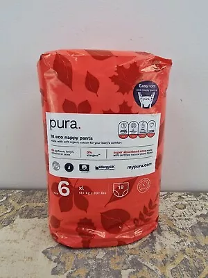 Pura Premium Eco Nappy Pants Size 6 (14+Kg / 30+Lbs) 1 Pack Of 18 Baby Toddler • £6.33