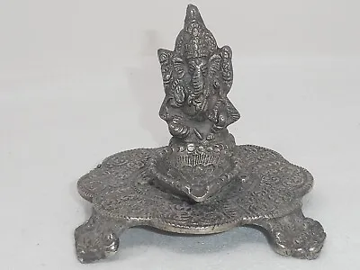 Lord Ganesha Elephant Hindu God Ornate Silver Alloy Metal Figurine • $17.99